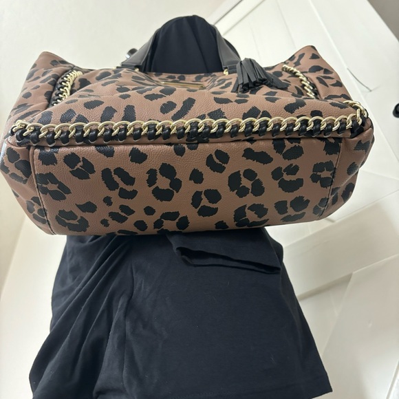 Betsey Johnson Animal Print Purse & Wallet Black Two Strap Bag Cat Lady Leopard - Picture 4 of 16